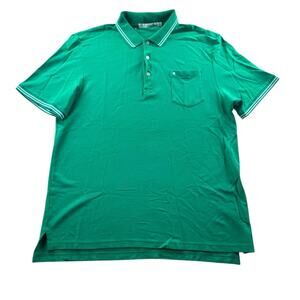 Criquet Short Sleeve Polo Shirt Mens XXL Green Pima Cotton Pique Colorblock Golf